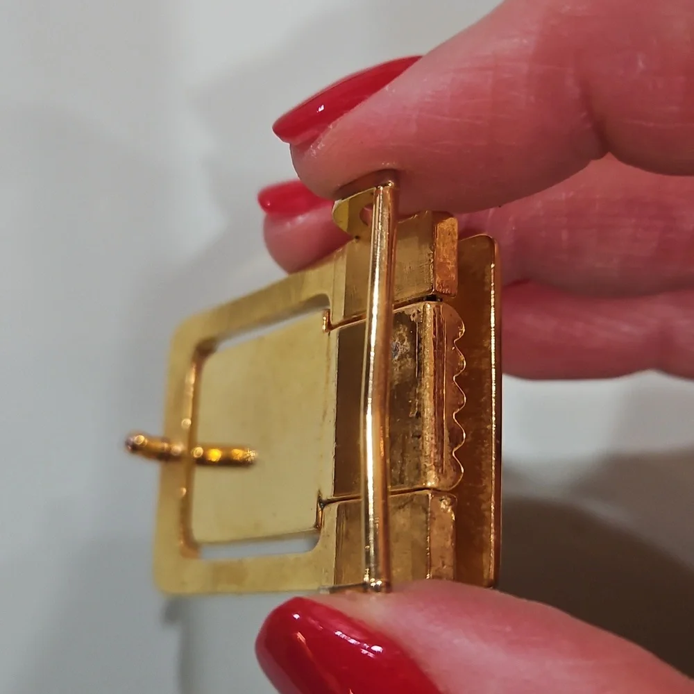 CHRISTIAN‎ DIOR Vintage Gold Toned  Silver 1.75 inch Belt Buckle